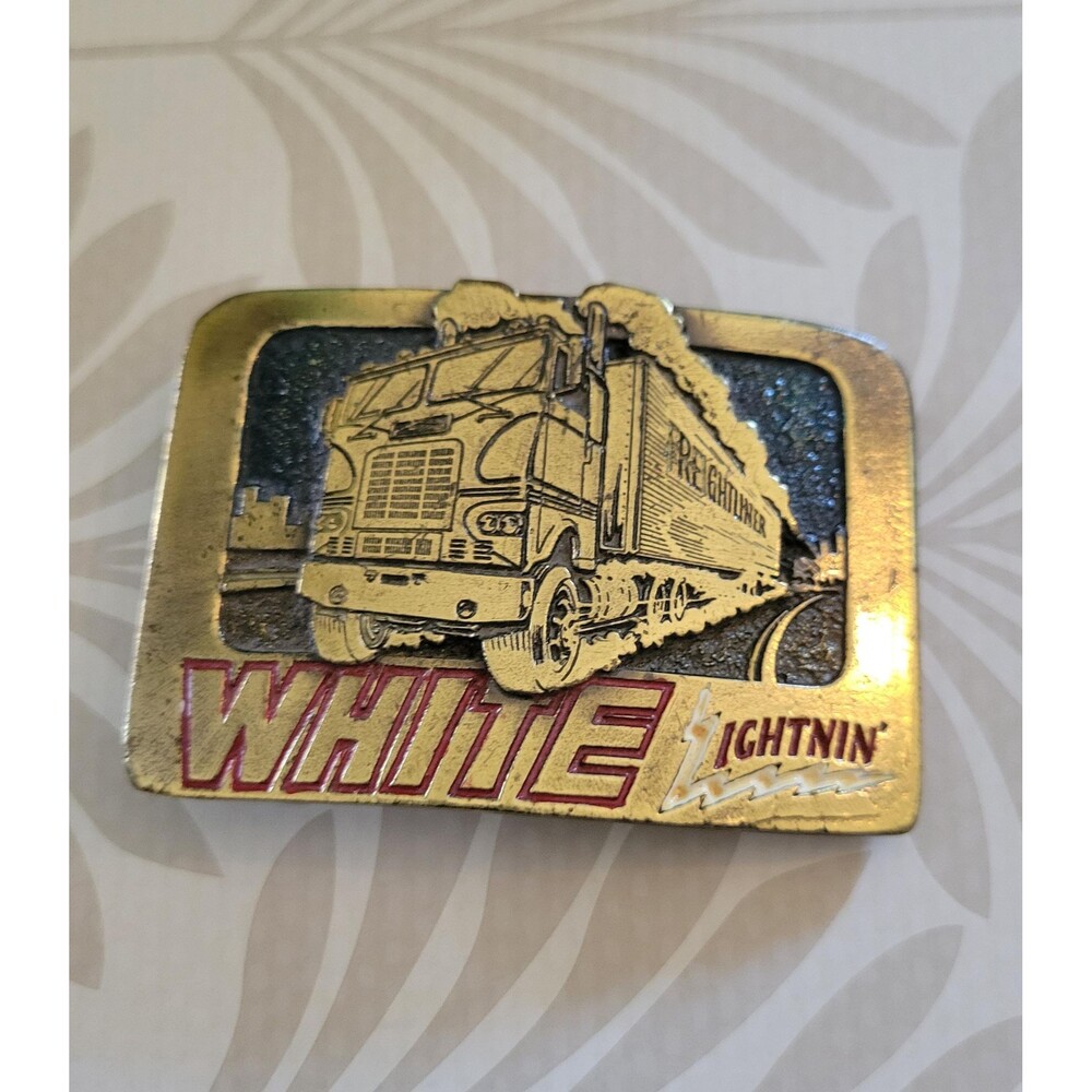 Limited Edition 1978 Vintage Belt Buckle, White Lightnin Freightliner, Chicago